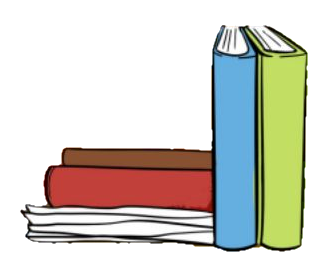 Illustration of a stack of colourful books